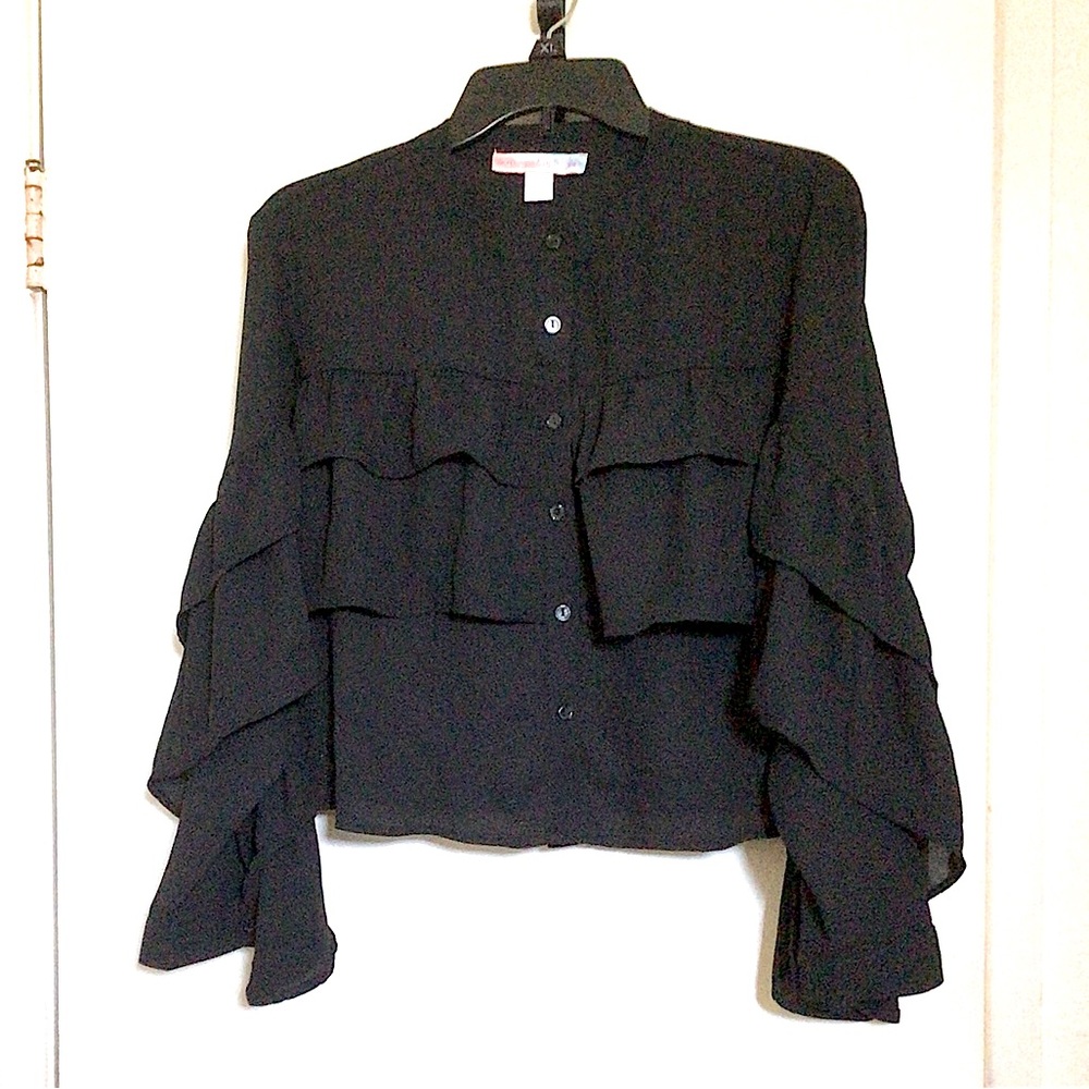 Watermelon Sugar Chiffon Ruffle Blouse NWT